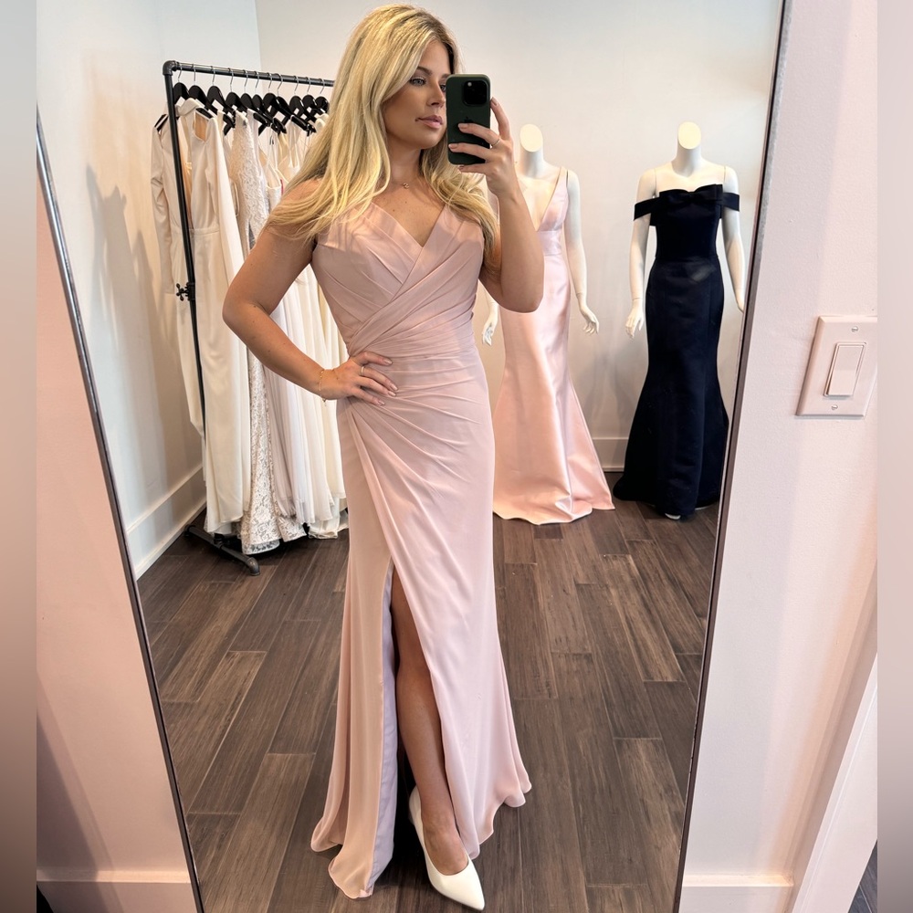 Lazaro Lou Chiffon Gown in Dusty Rose